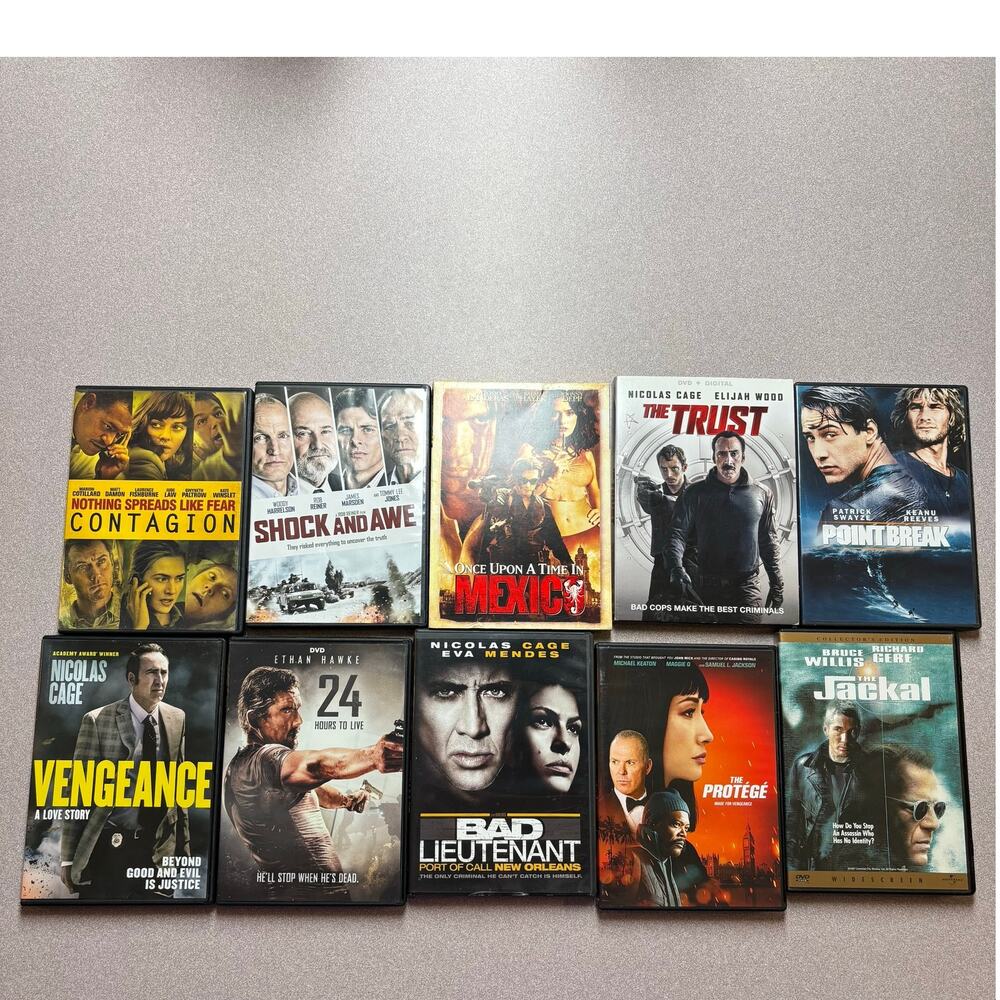 Action Thriller DVD Lot 10 Movies Contagion Jackal